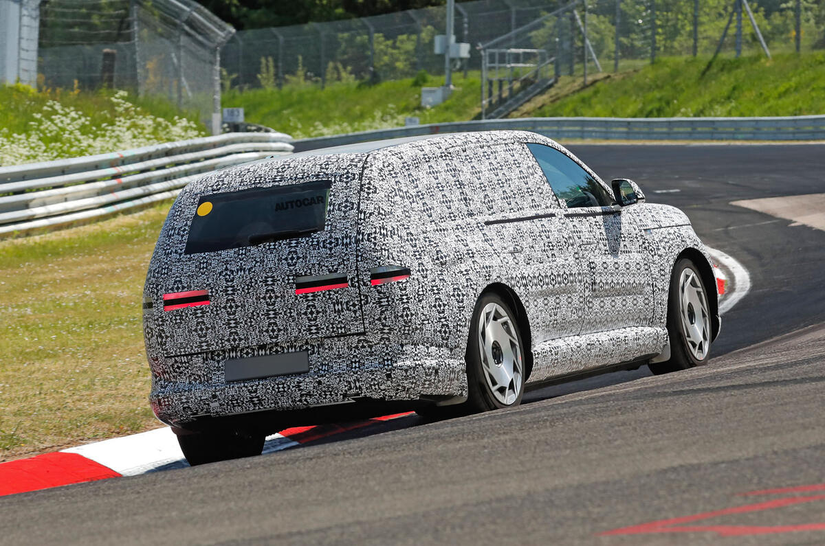 Genesis GV90 prototype testing at Nurburgring   cornering   rear 2 Genesis GV90 prototype testing at Nurburgring   cornering   rear 2