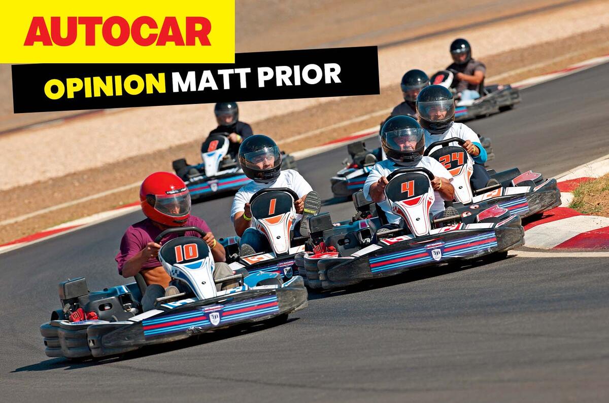 go karting on track prior column