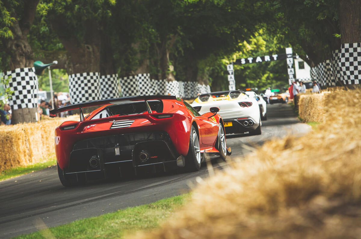 Ferrari heading down the hill