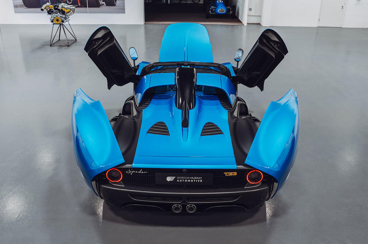 Gordon Murray Automotive T33 Spider rear doors open