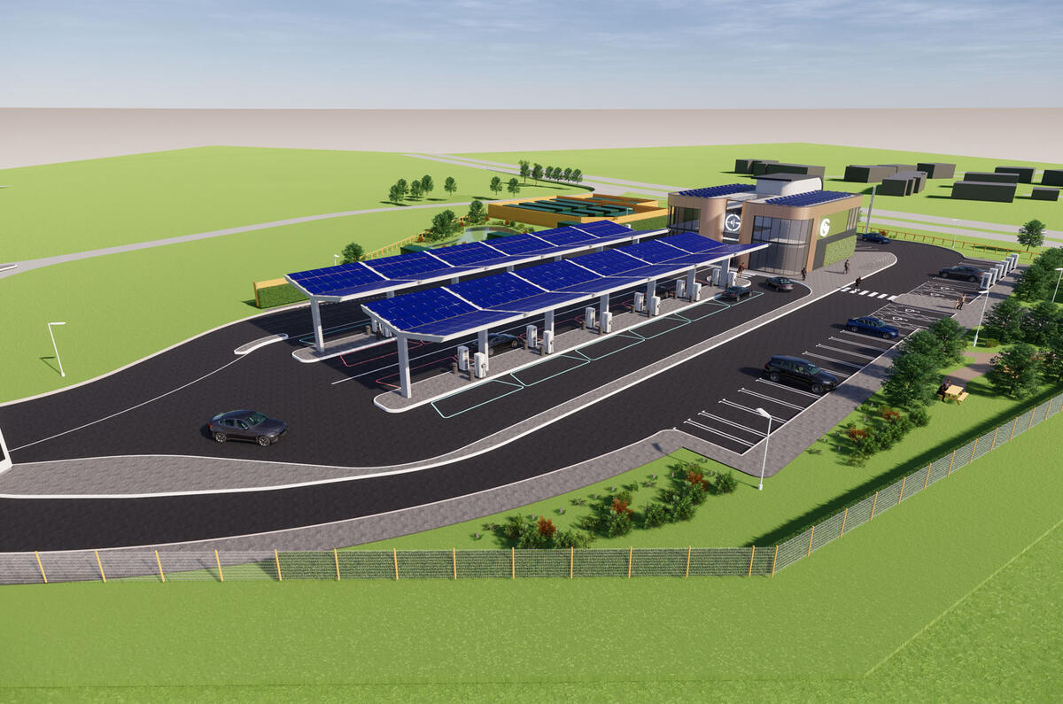 Gridserve forecourt Braintree - render Gridserve forecourt Braintree - render