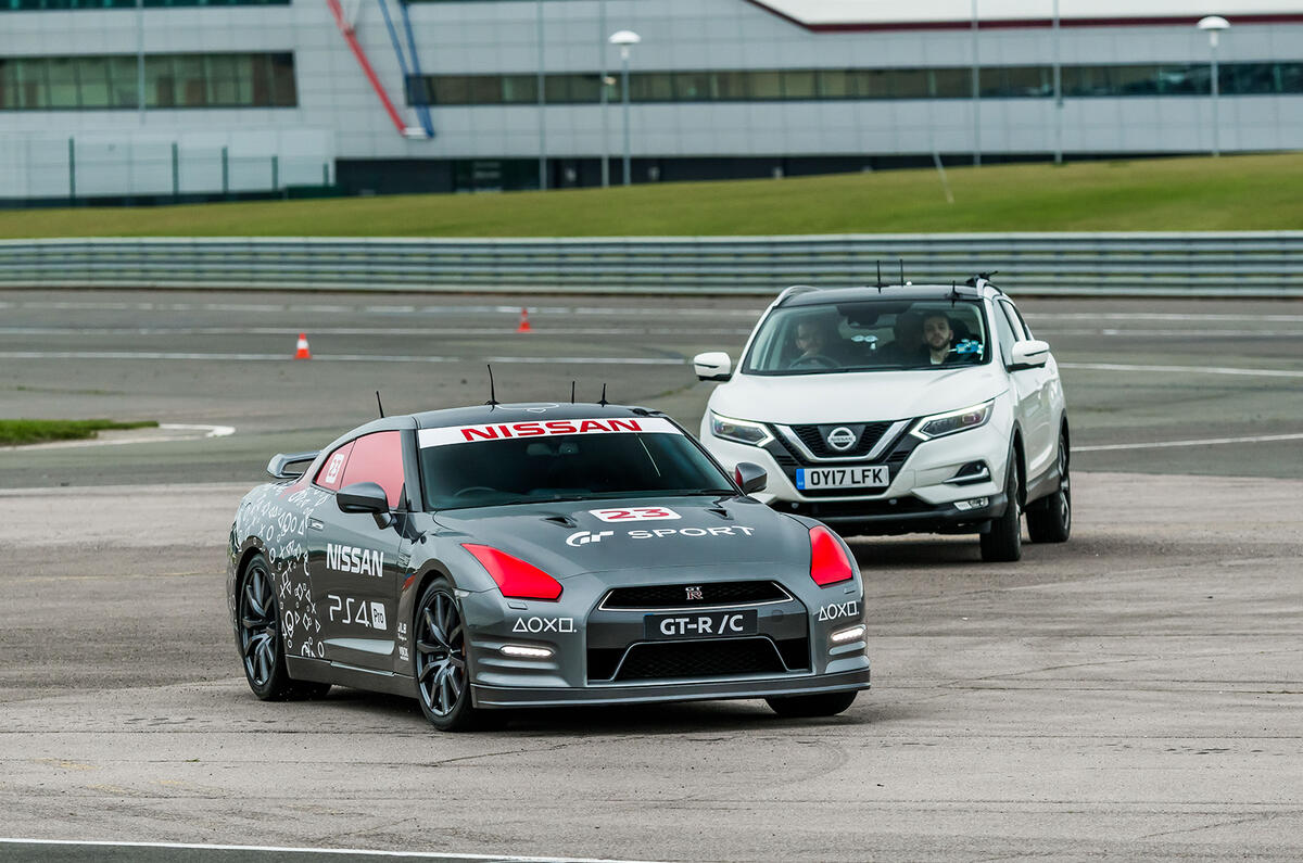 Driving the remote-controlled Nissan GT-R/C