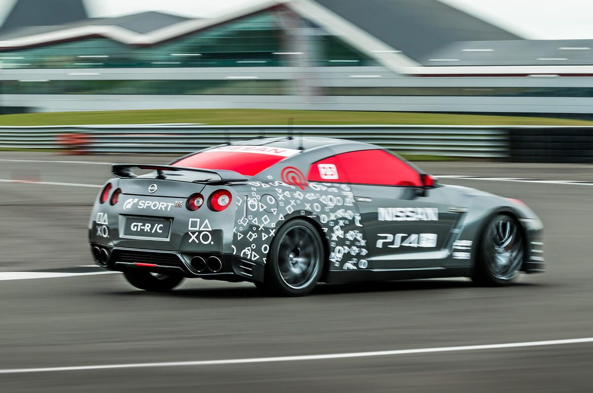Driving the remote-controlled Nissan GT-R/C
