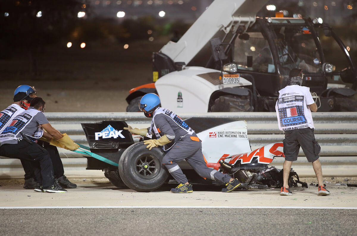 Haas F1 Romain Grosjean Bahrain crash 2020 - copyright Getty images Haas F1 Romain Grosjean Bahrain crash 2020 - copyright Getty images