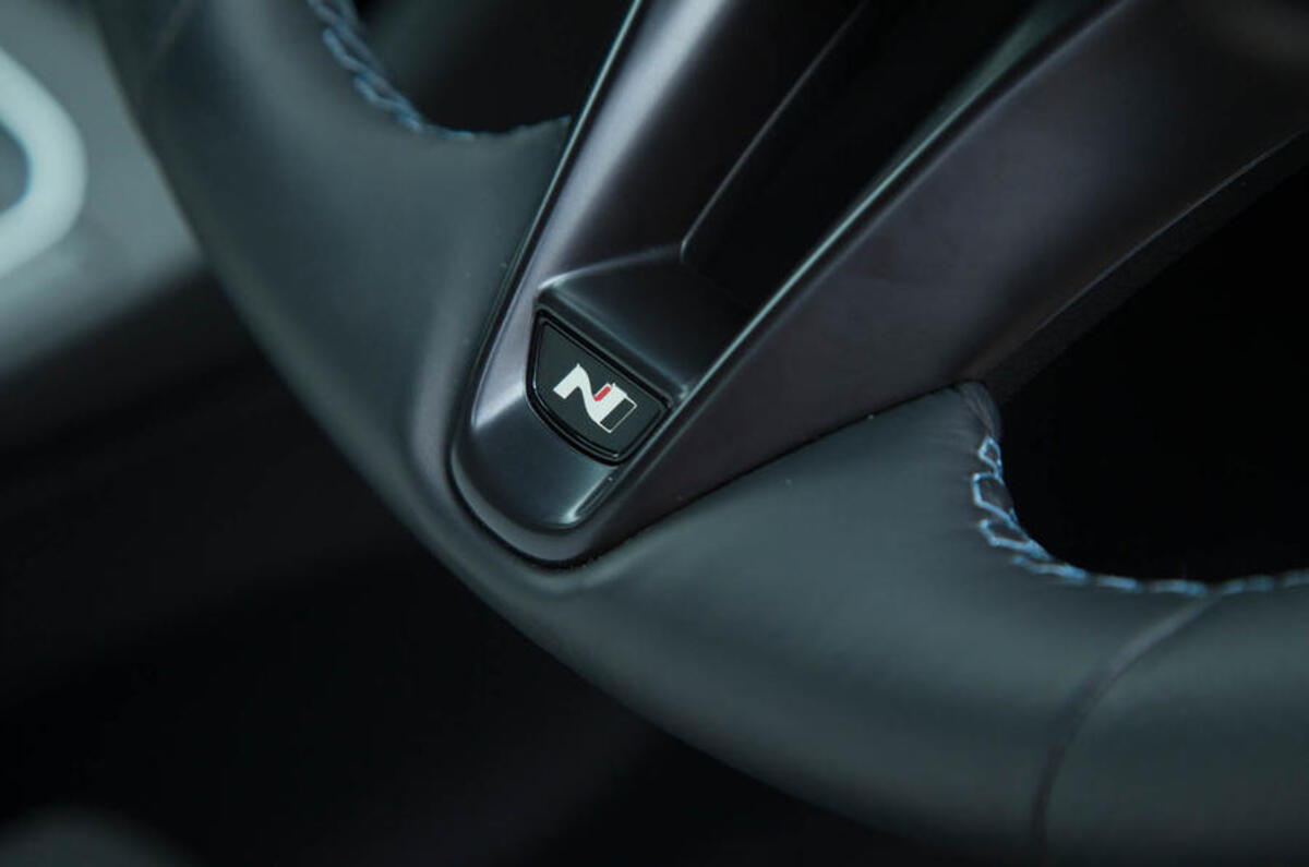 Volkswagen Golf GTI vs Hyundai i30n hyundai steering wheel detail