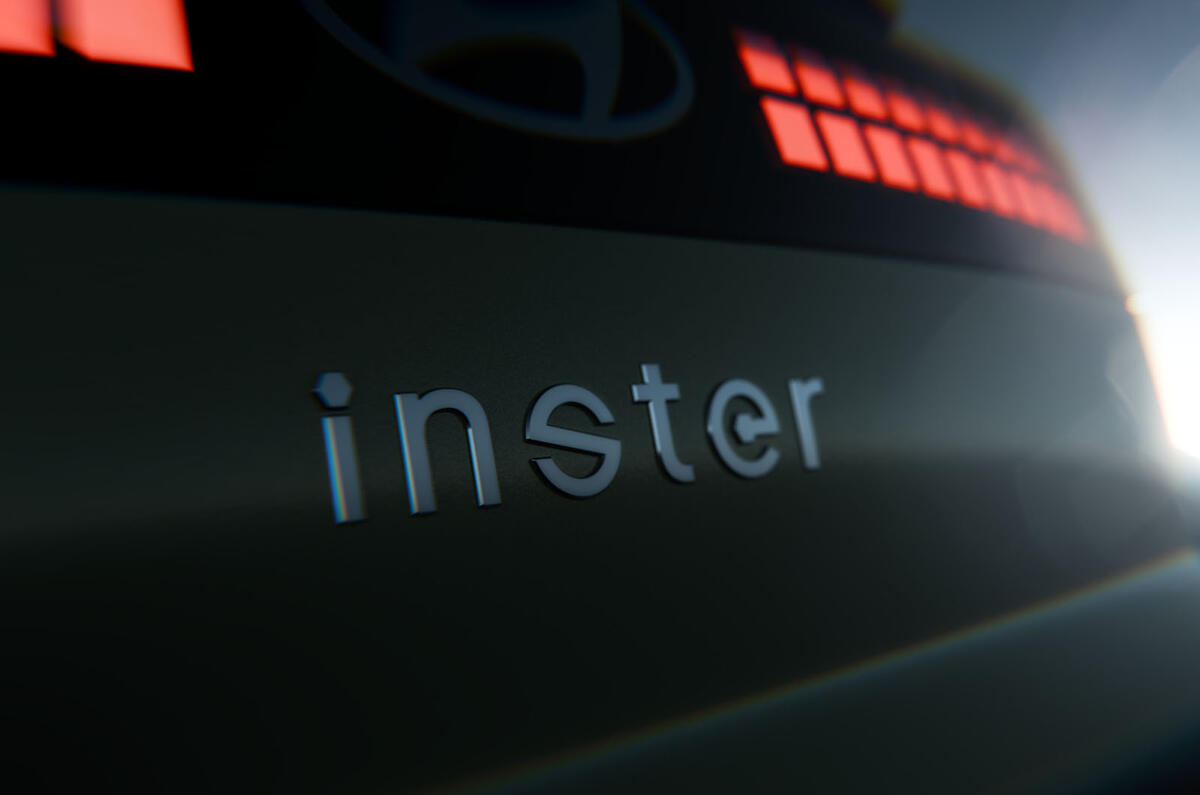 Hyundai Inster teaser rear badge Hyundai Inster teaser rear badge