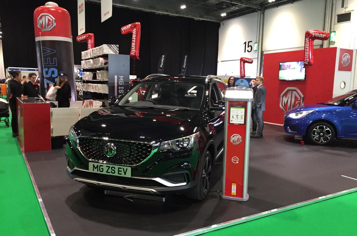 MG ZS EV trade show - front