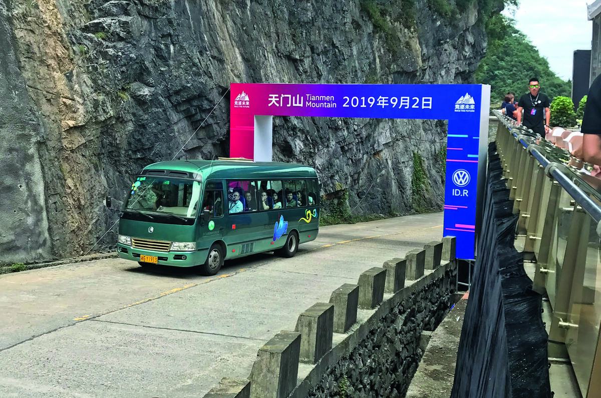 Chinese tourist bus on Big Gate Road