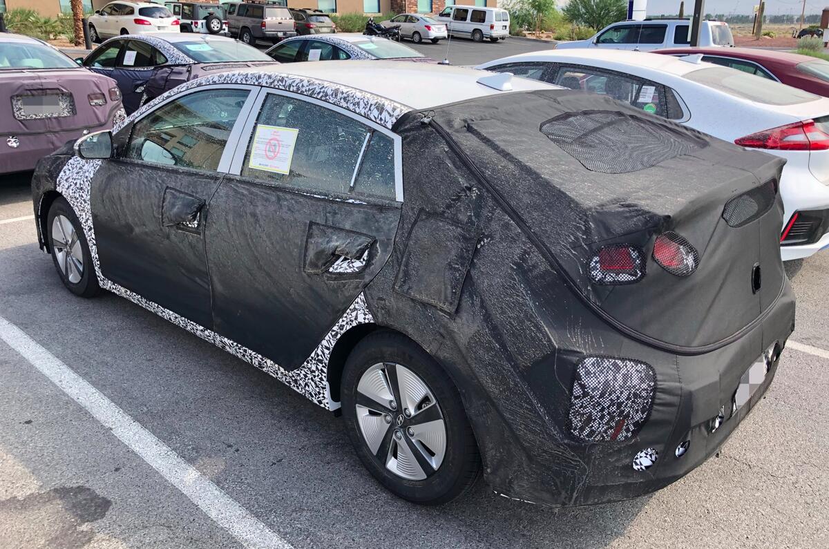 Hyundai Ioniq facelift spyshots side three quarter