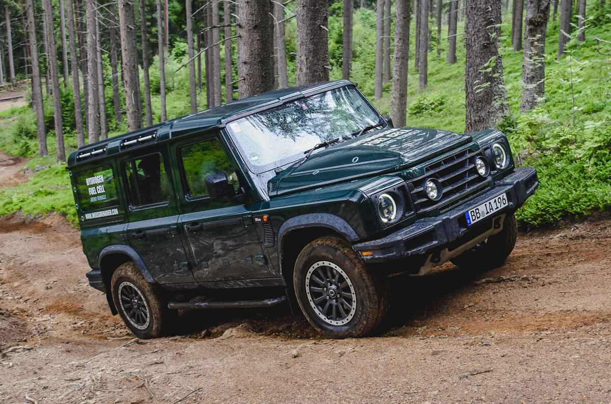 Ineos Grenadier FCEV demonstrator 2023 front quarter tracking Ineos Grenadier FCEV demonstrator 2023 front quarter tracking