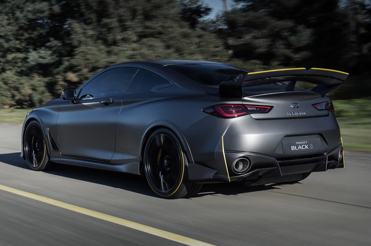 Infiniti Project Black S Paris motor show reveal hero rear