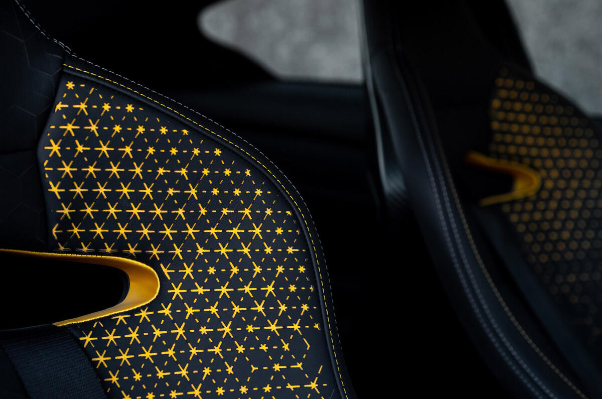 Infiniti Project Black S Paris motor show reveal seat pattern