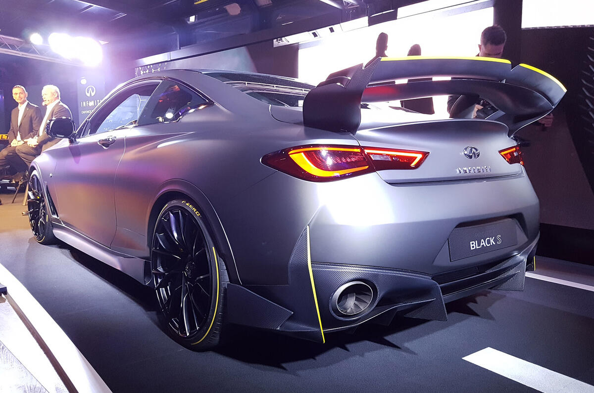 Infiniti Project Black S Paris Motor show reveal stand rear