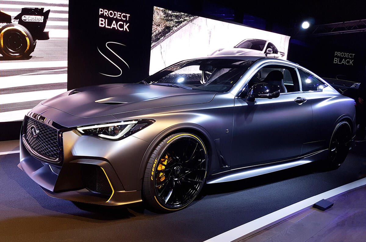 Infiniti Project Black S Paris Motor show reveal stand front