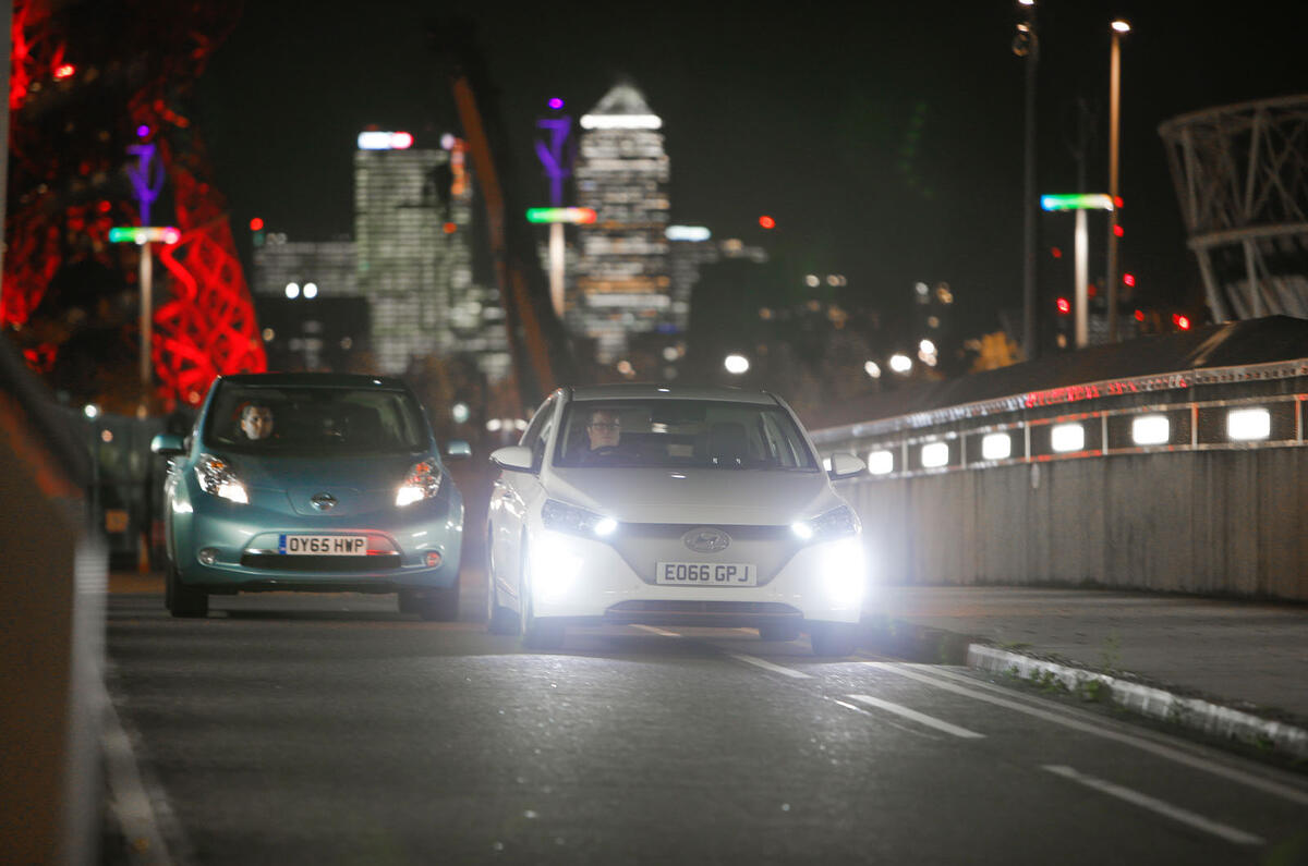 Hyundai Ioniq, Volkswagen E-Golf, BMW i3 vs Nissan Leaf - electric vehicle group test