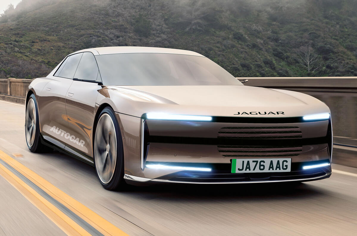 Jaguar electric limousine Autocar render 2023 front tracking Jaguar electric limousine Autocar render 2023 front tracking