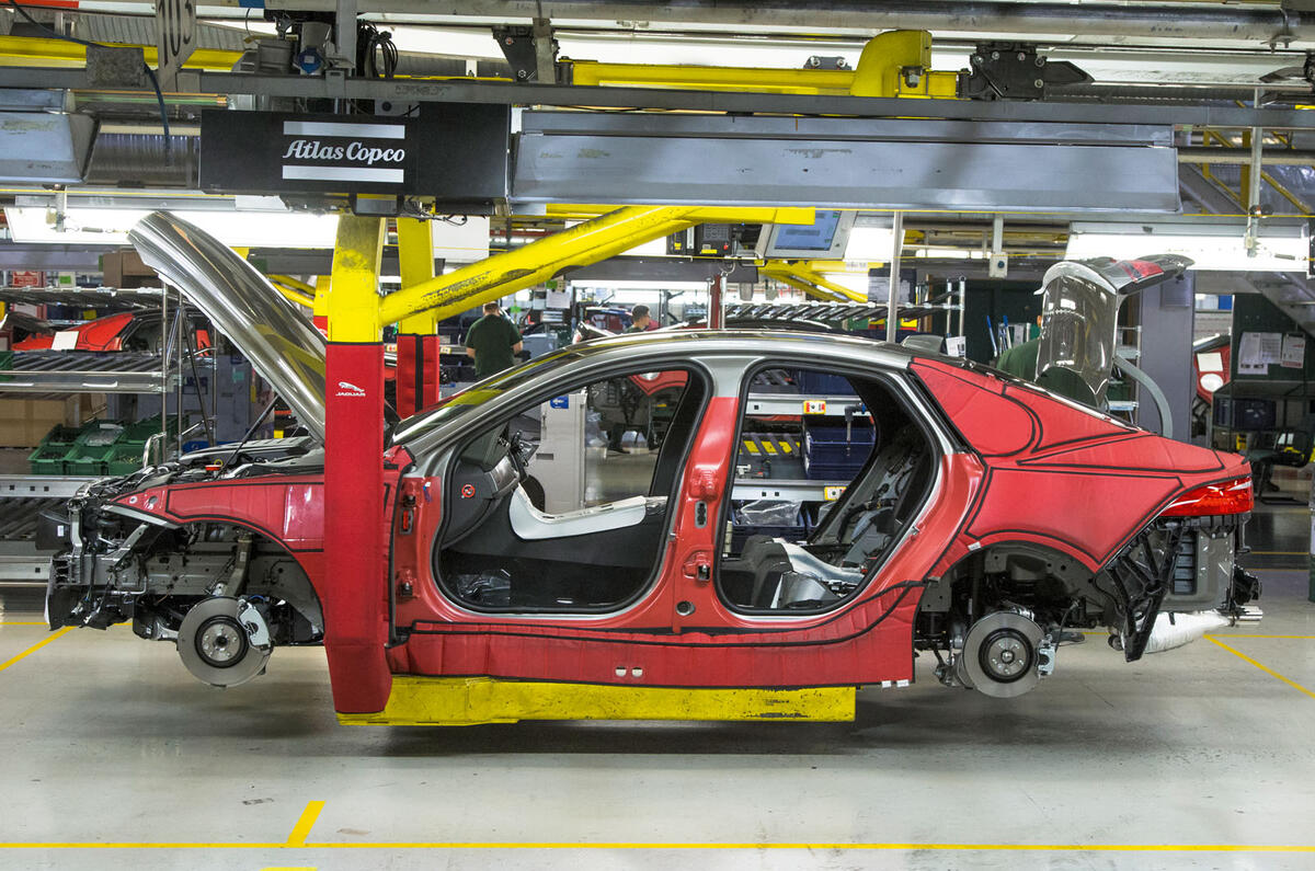 Jaguar XF production UK car body side