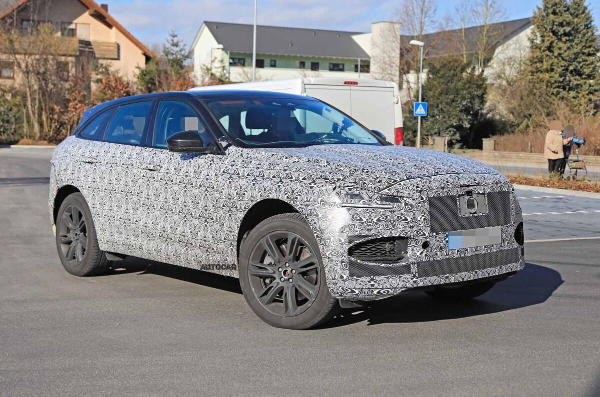 Jaguar F-Pace facelift spies side front