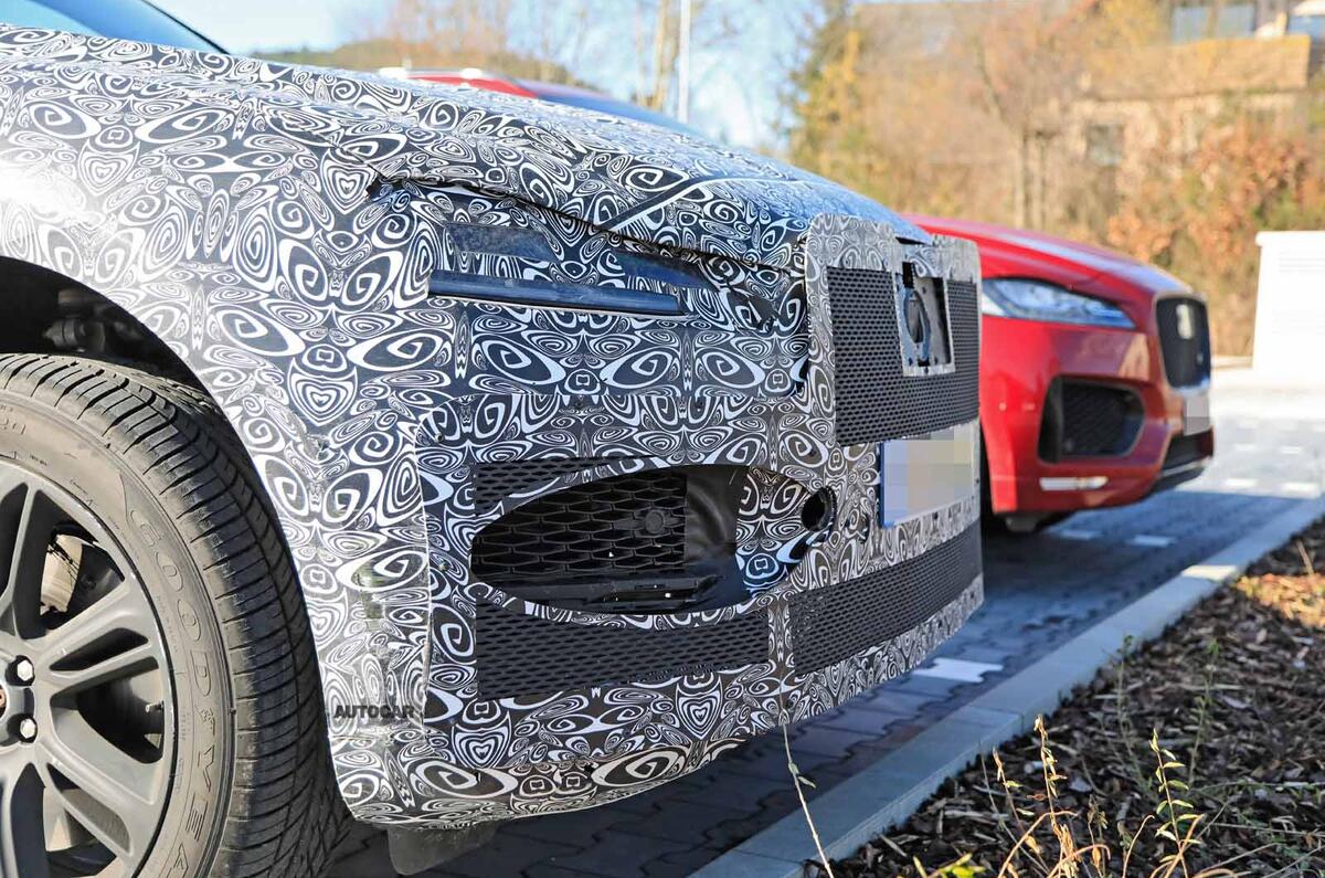 Jaguar F-Pace facelift spies front close next to old car