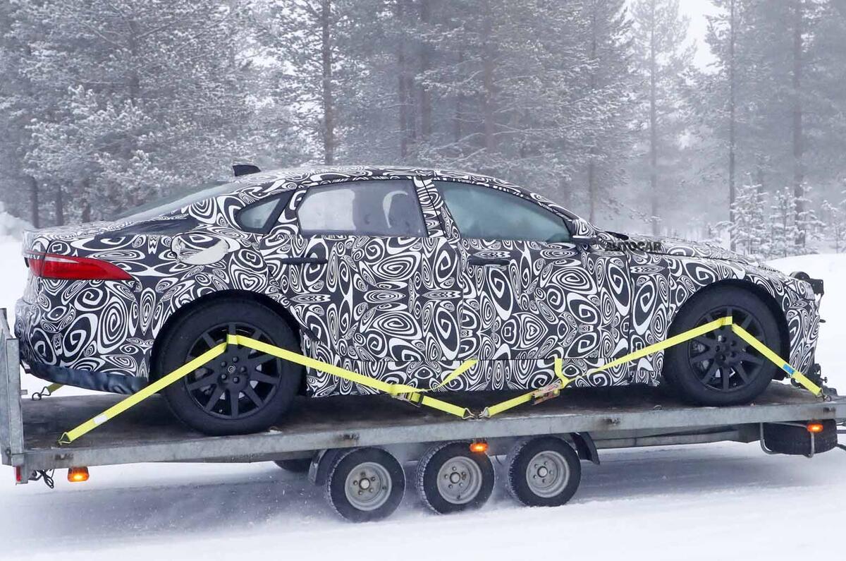 Jaguar XJ test mule side rear