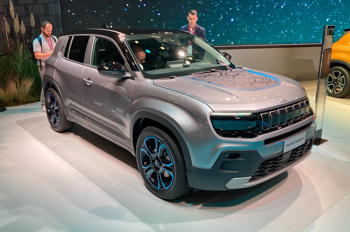 Jeep Avenger 2022 silver front quarter Paris motor show