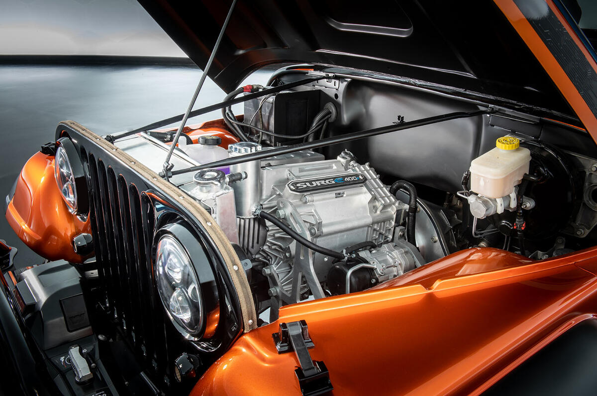 Jeep CJ Charge concept engine bay two Jeep CJ Charge concept engine bay two