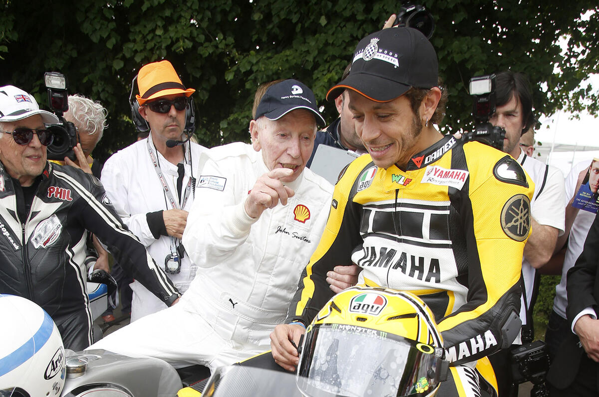 John Surtees with Valentino Rossi
