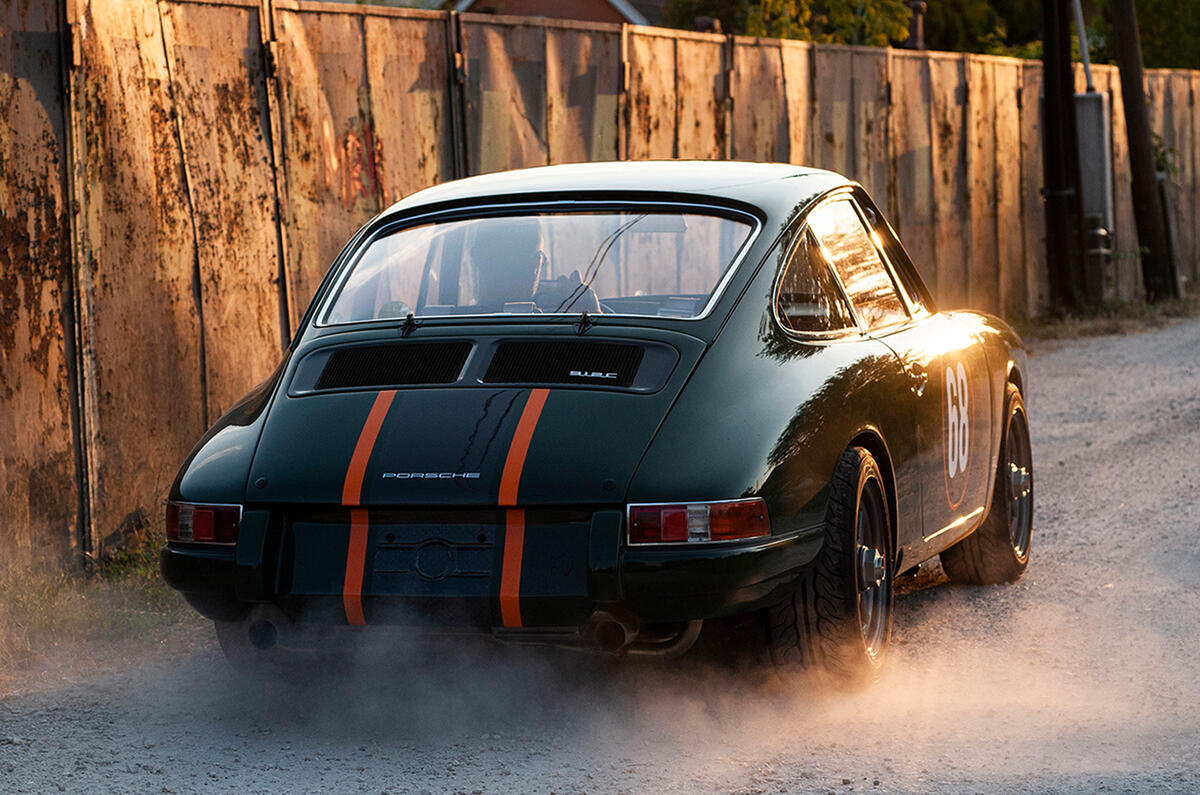Kamm Porsche 912c restomod 2022 rear quarter burnout Kamm Porsche 912c restomod 2022 rear quarter burnout