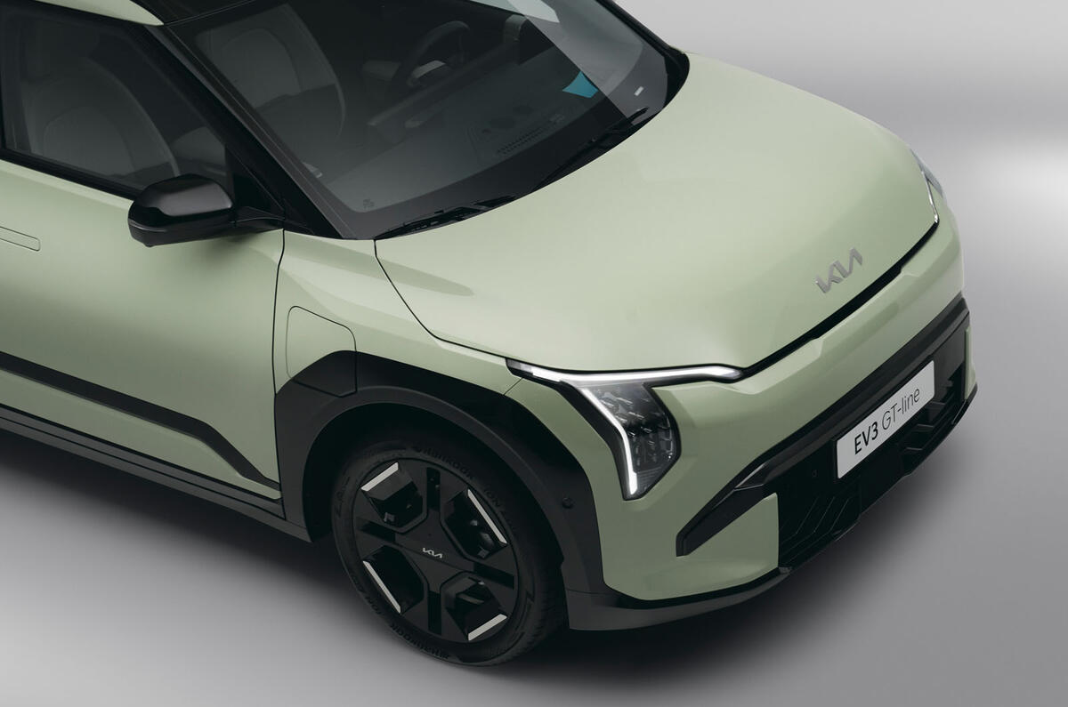 Kia EV3 front quarter close Kia EV3 front quarter close