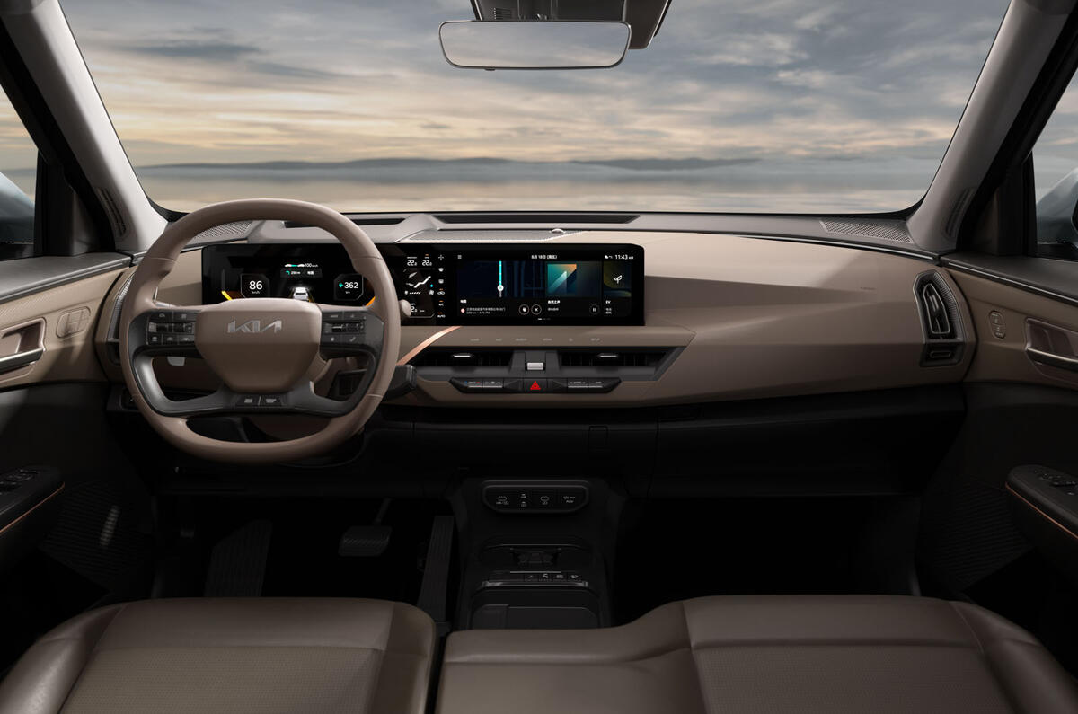 Kia EV5 in studio dashboard and steering wheel Kia EV5 in studio dashboard and steering wheel
