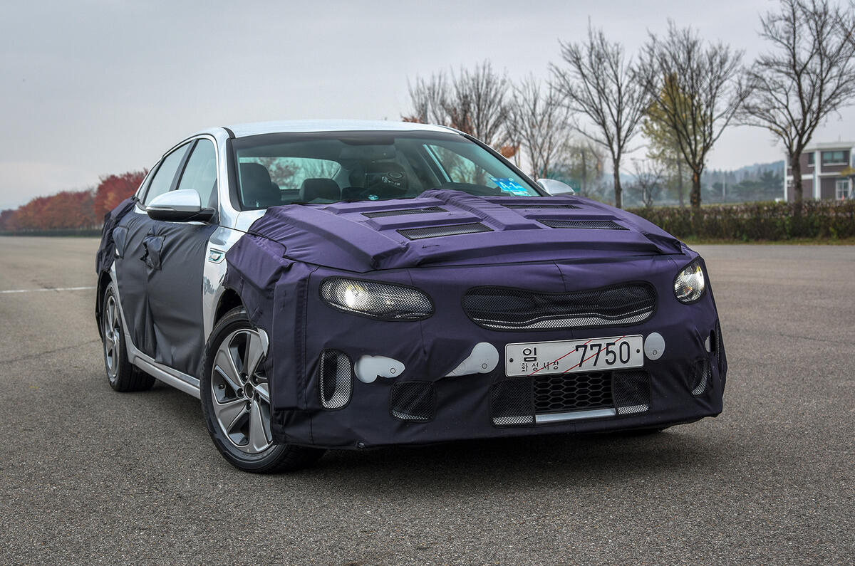 Kia Optima PHEV testing front view
