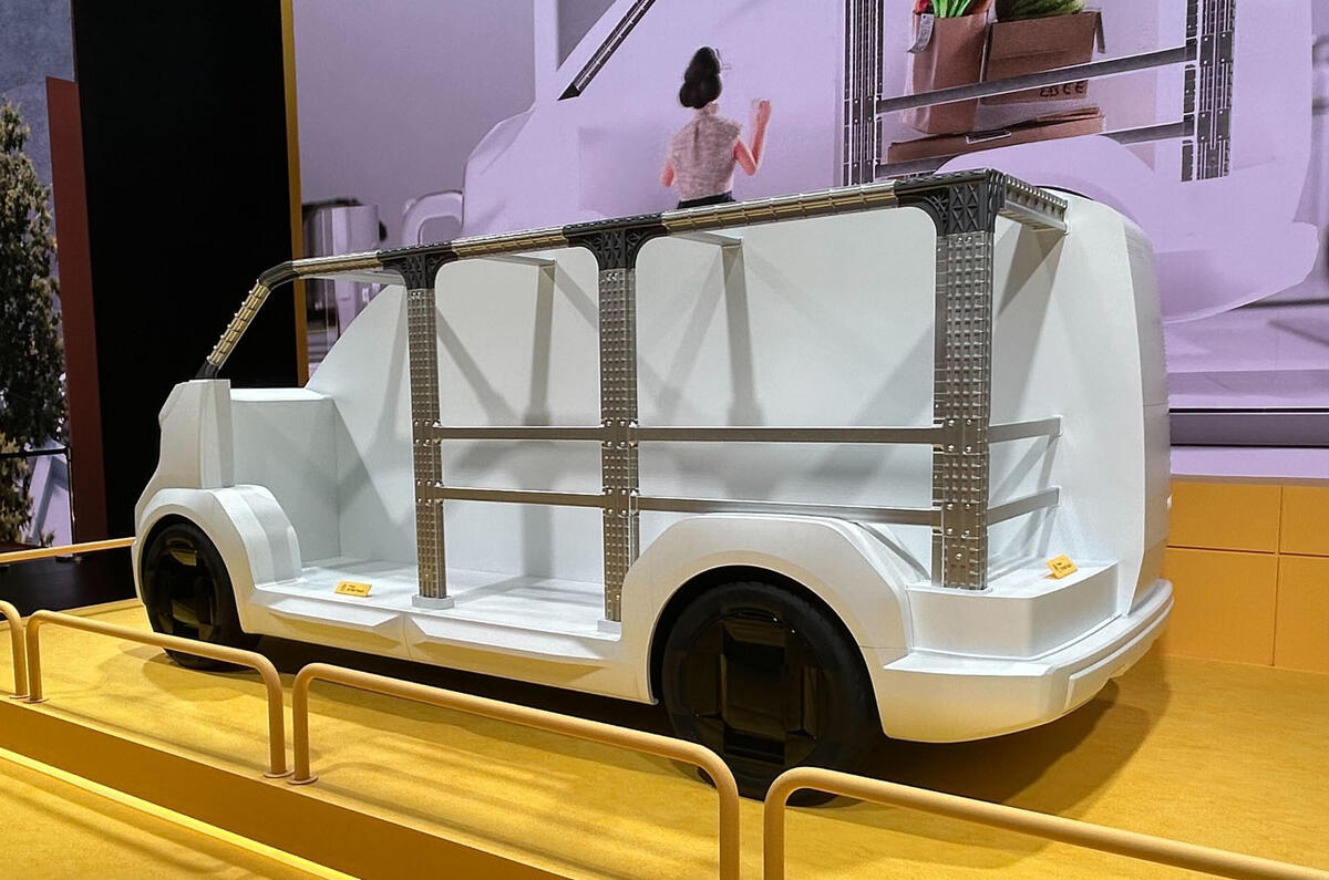 Kia PV5 cutaway CES rear quarter Kia PV5 cutaway CES rear quarter