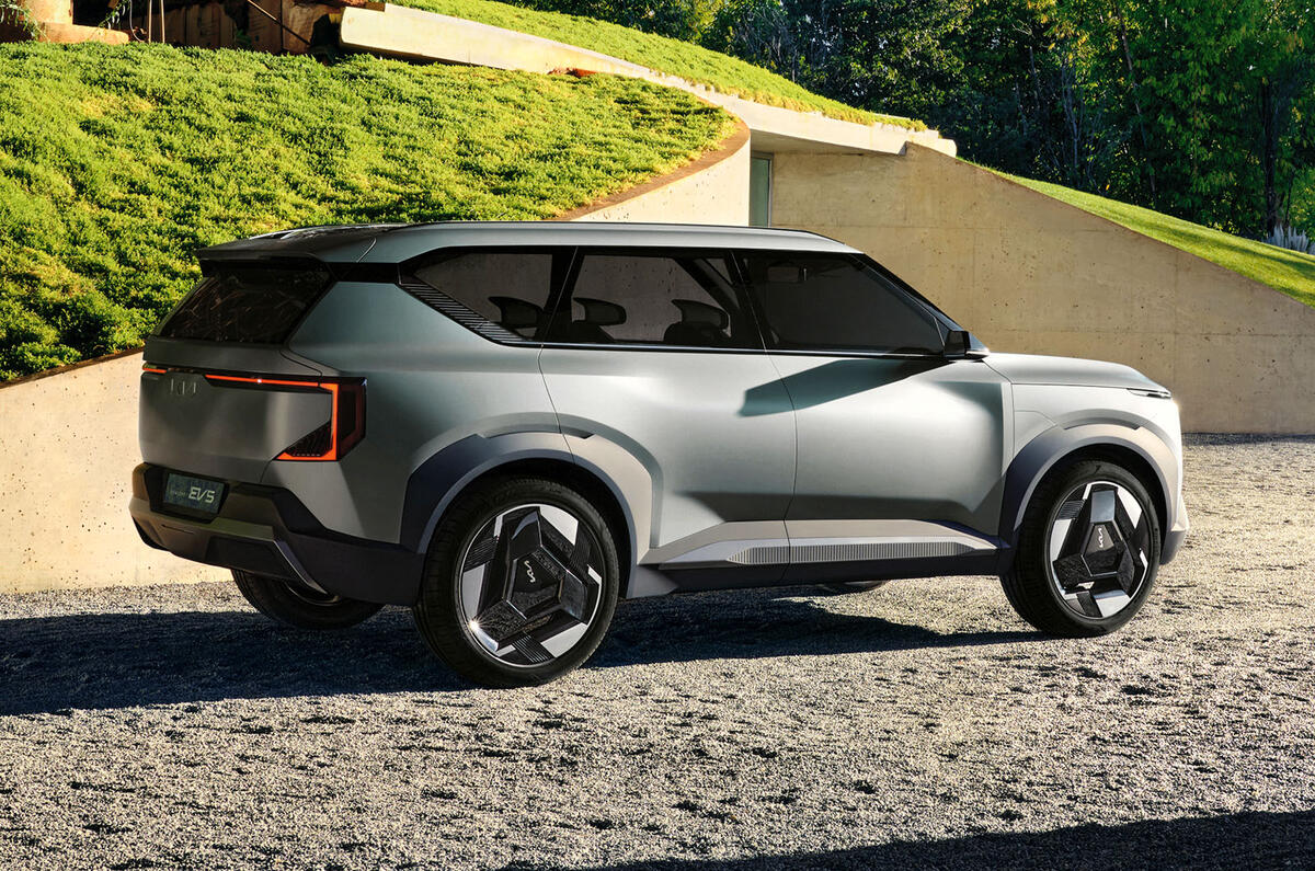 Kia EV5 rear three quarter