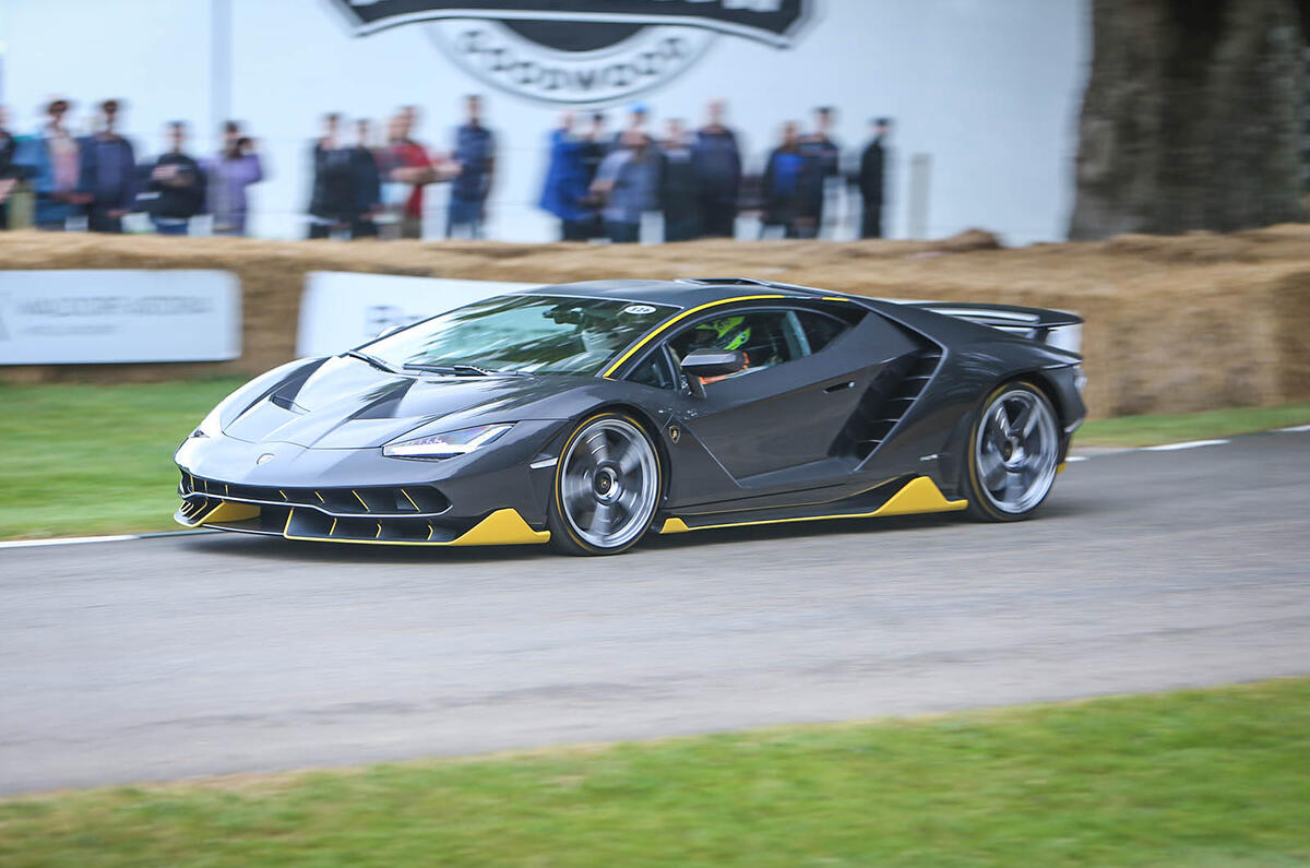 Flat out in a Lamborghini Centenario on the Goodwood hillclimb