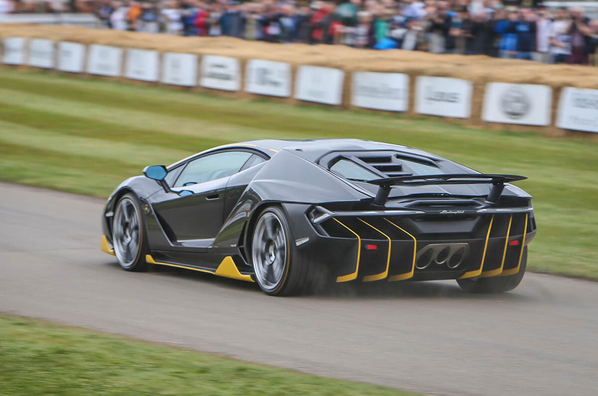 Flat out in a Lamborghini Centenario on the Goodwood hillclimb