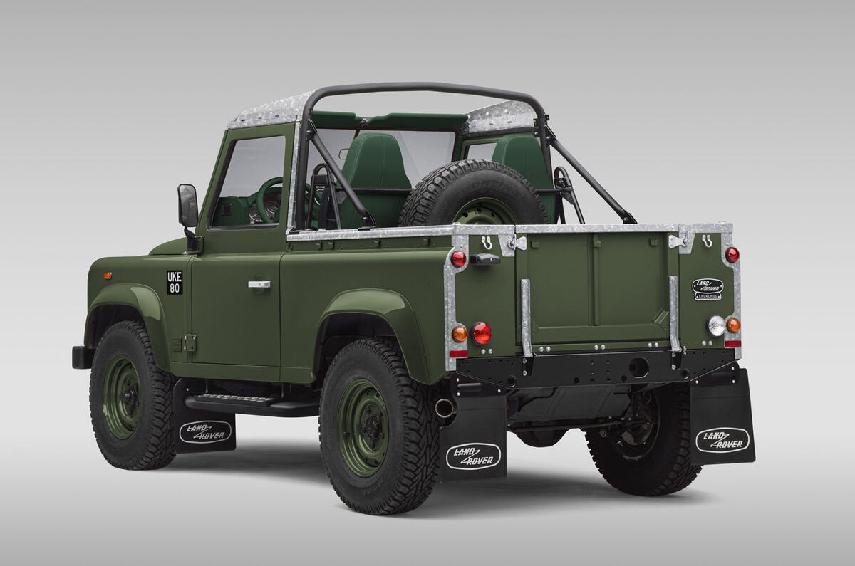 Land Rover Defender Works Bespoke Churchill Edition rear 90 soft top Land Rover Defender Works Bespoke Churchill Edition rear 90 soft top