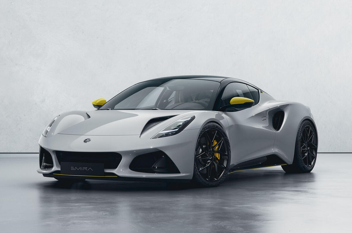 Lotus Emira 2025 front quarter Racing Line pack Lotus Emira 2025 front quarter Racing Line pack