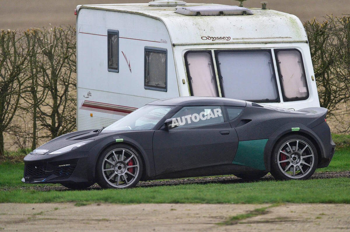 Lotus Esprit mule 2020 spy images - side-on