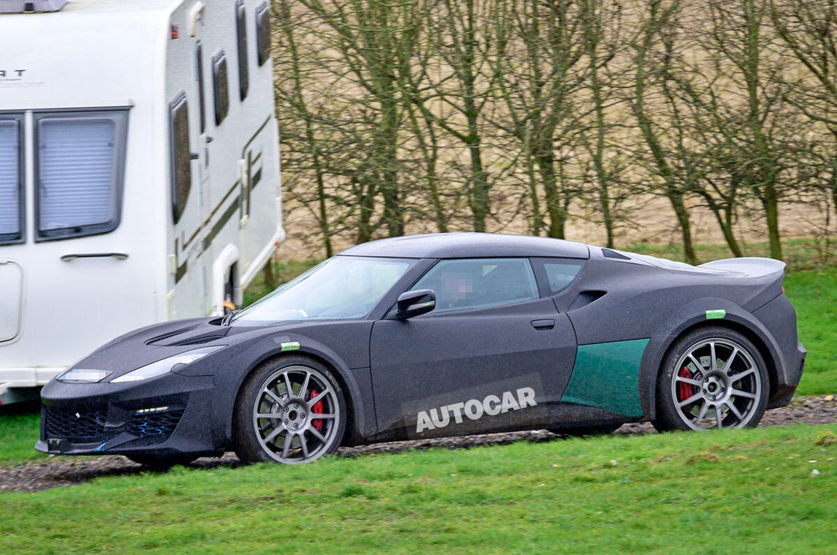 Lotus Esprit mule 2020 spy images - side profile