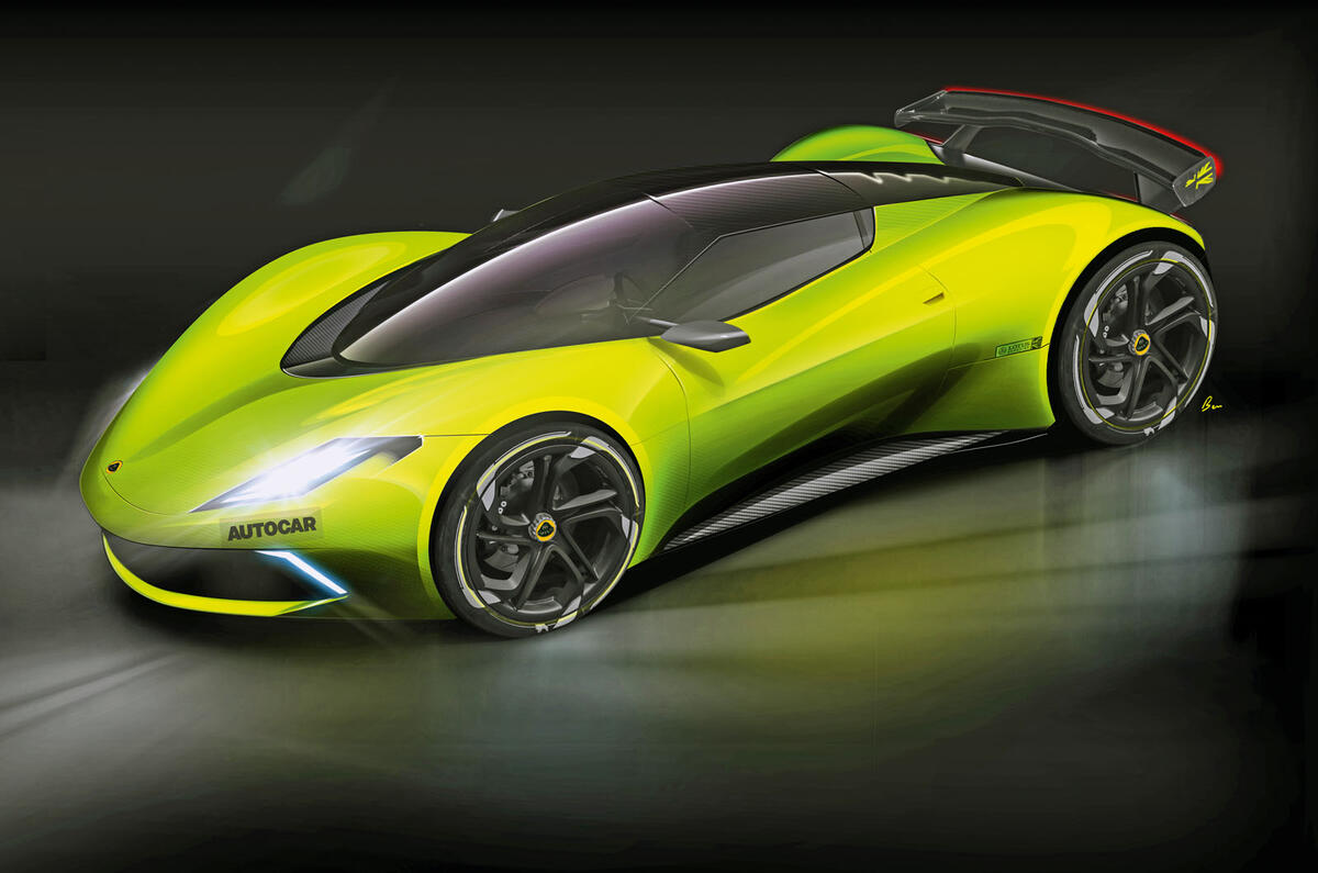 Lotus hypercar render - side