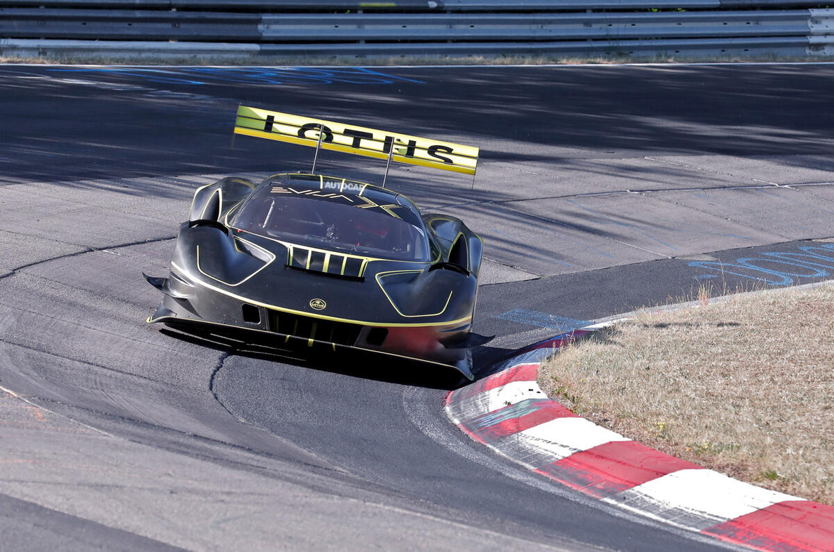 Lotus prototype on track cornering right
