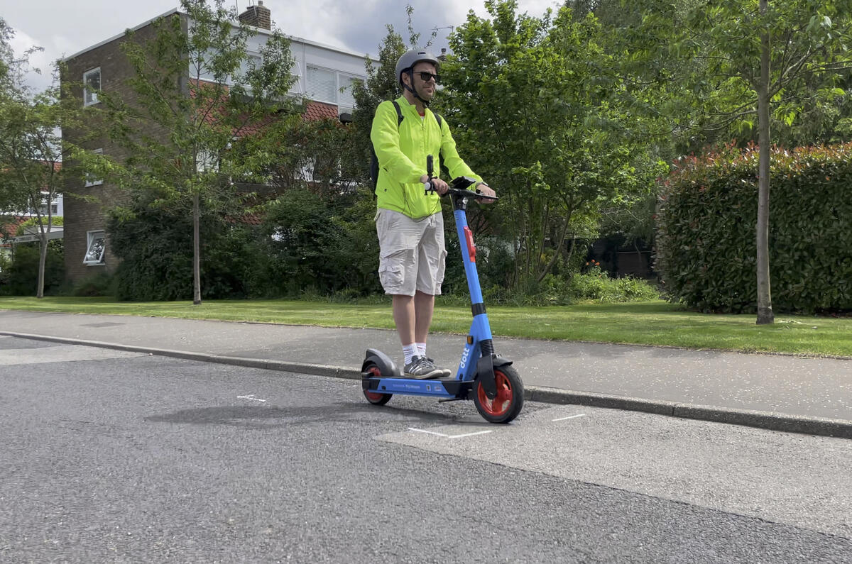 The potholes and bumps of London's Richmond Borough highlighted the rough ride offered by an e-scooter The potholes and bumps of London's Richmond Borough highlighted the rough ride offered by an e-scooter