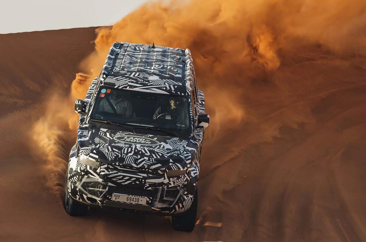 Land Rover Defender testing with Red Cross in Dubai