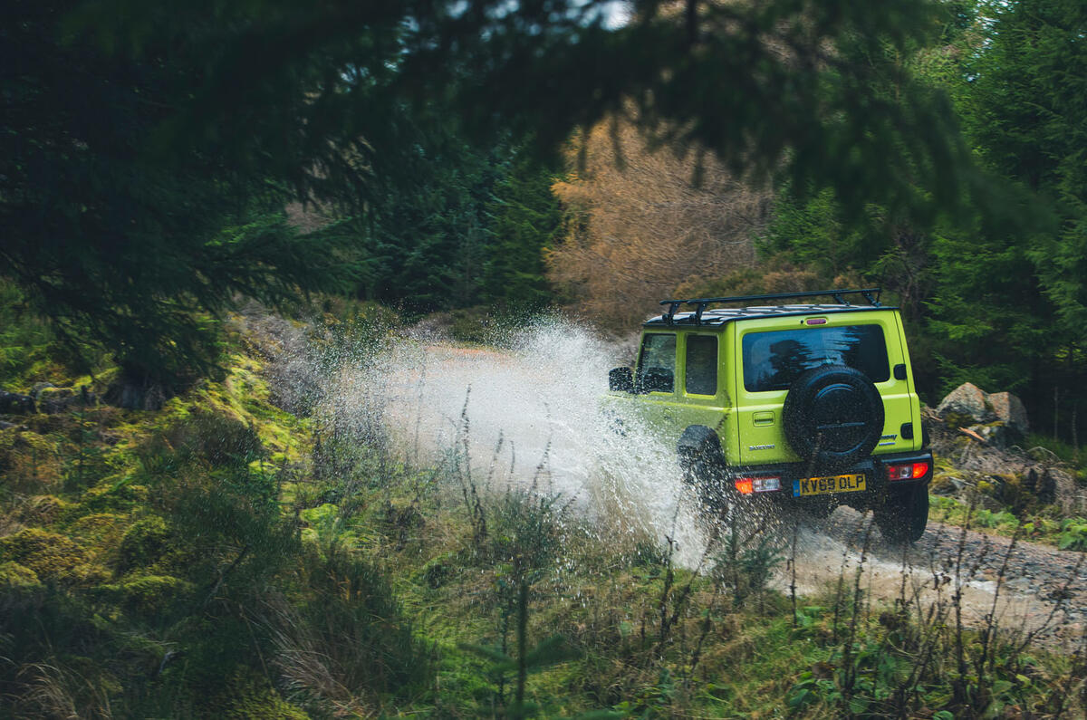 Christmas tree road trip in a Suzuki Jimny