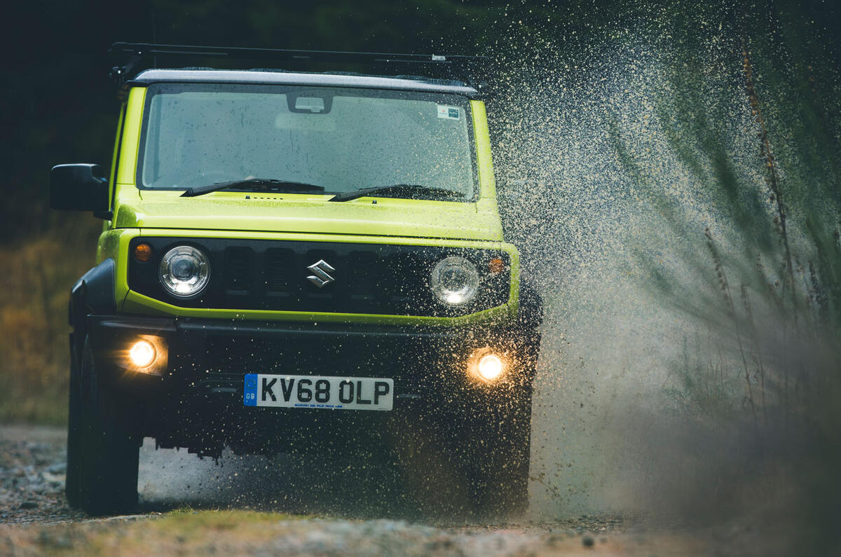 Christmas tree road trip in a Suzuki Jimny
