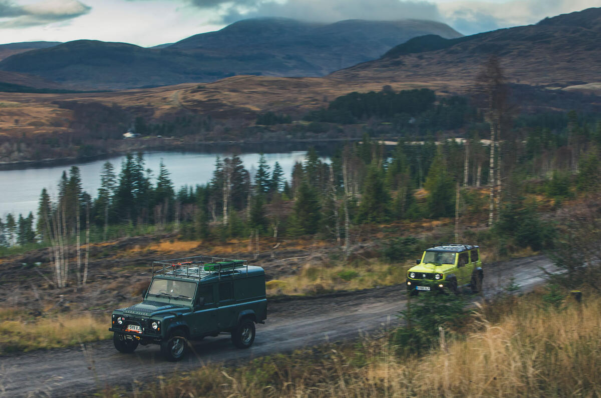 Christmas tree road trip in a Suzuki Jimny