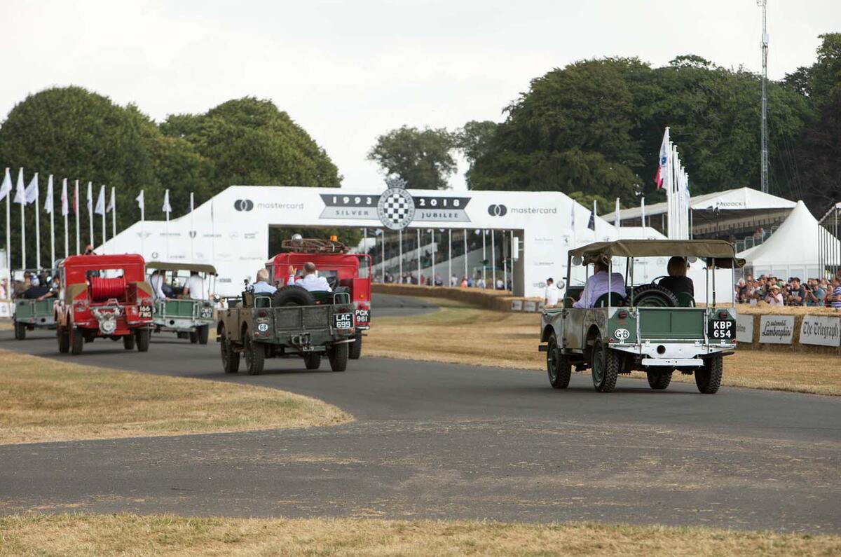 Celebrating 70 years of Land Rover up the Goodwood hill
