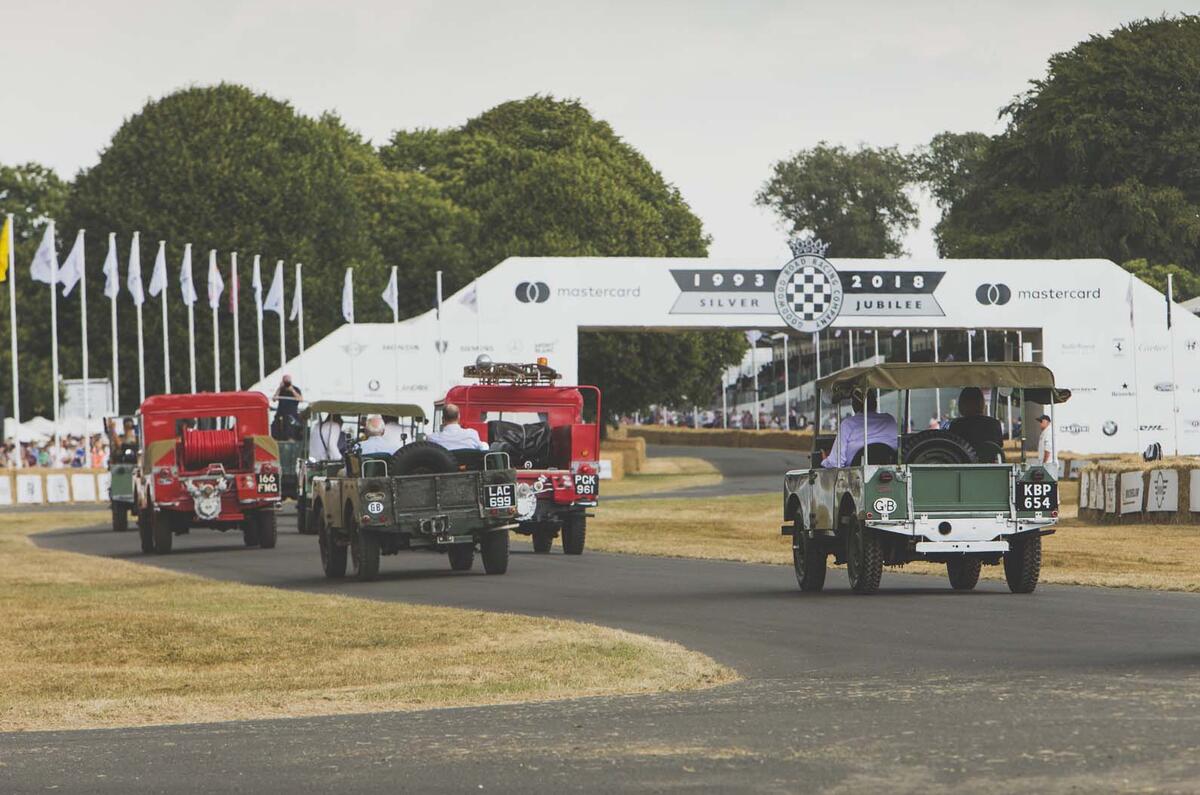 Celebrating 70 years of Land Rover up the Goodwood hill