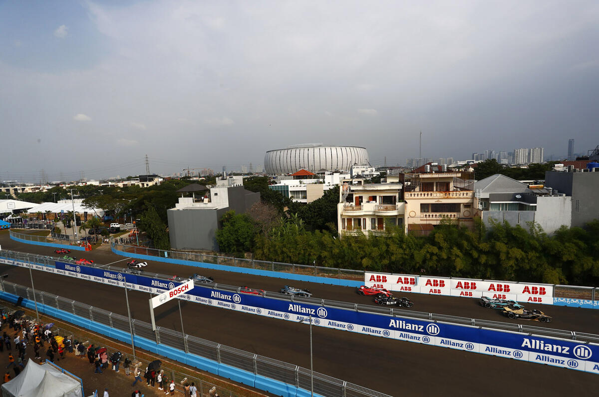 Formula E Jakarta cars on track