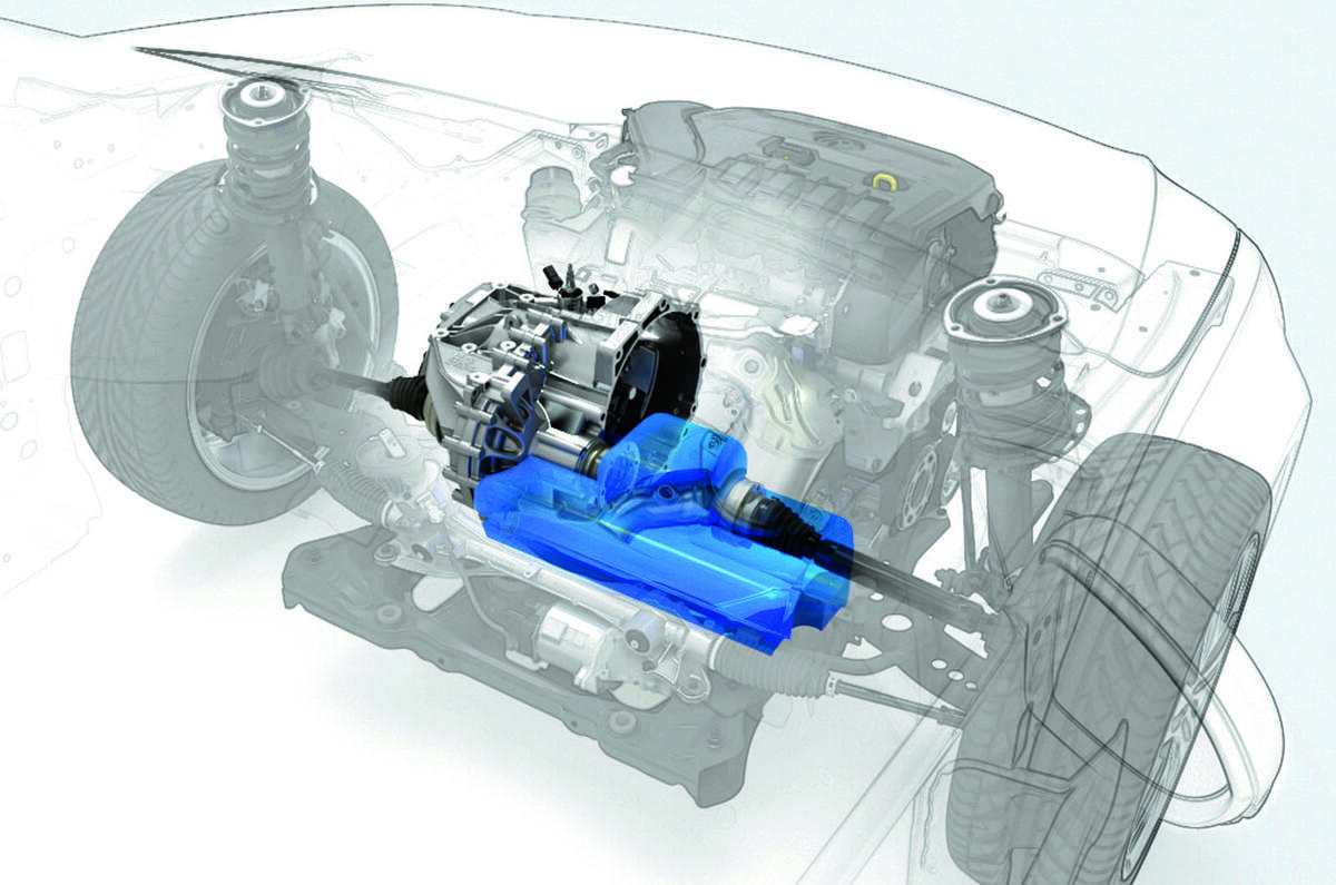 Volkswagen MQ281 gearbox mated to electric motor